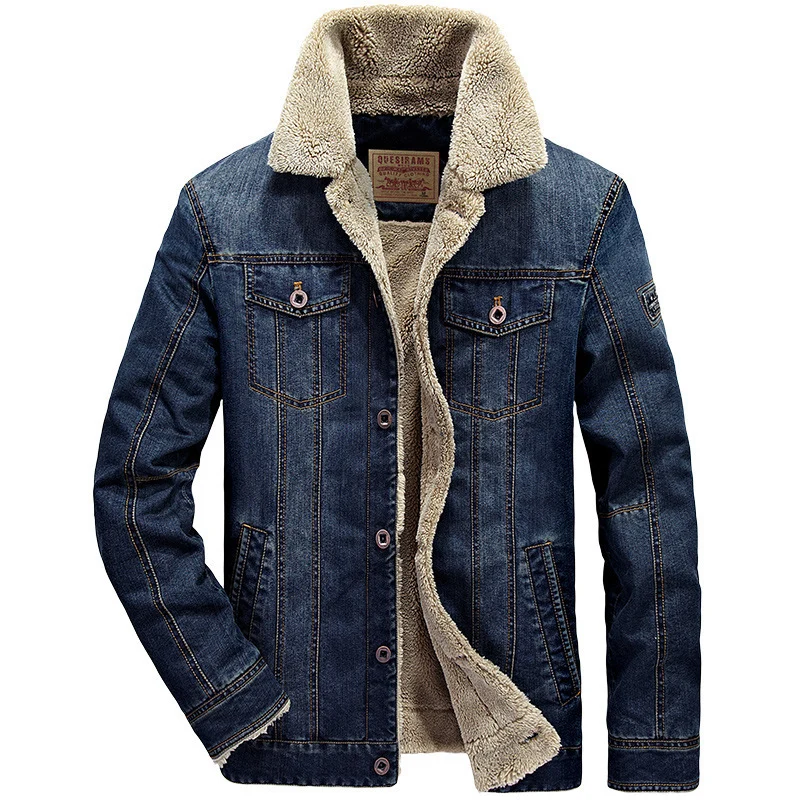 Herren Jeansjacke mit Sherpa‑Futter und wärmender Teddyinnenlage Drune