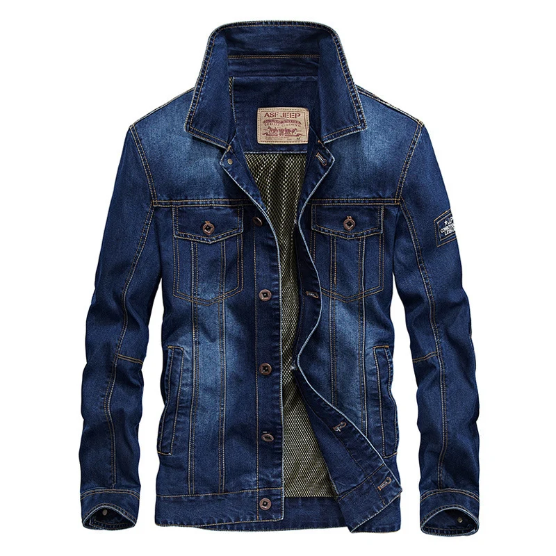 Herren Jeansjacke mit dichter Sherpa-Innenfütterung, hochschließendem Kragen und Utility-Taschen Drune