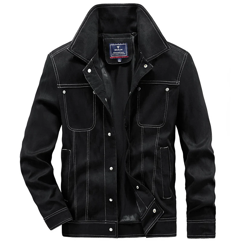 Herren Jeansjacke im Worker-Truckerstil mit markanten Kontraststeppungen Drune