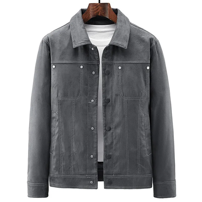 Herren Jeansjacke im Worker-Truckerstil mit markanten Kontraststeppungen Drune