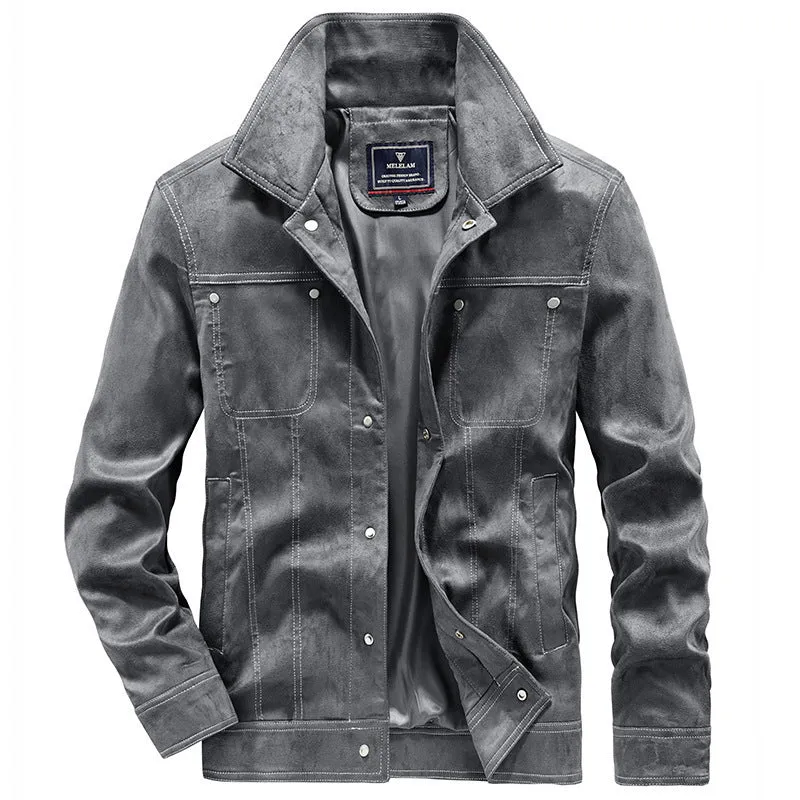 Herren Jeansjacke im Worker-Truckerstil mit markanten Kontraststeppungen Drune