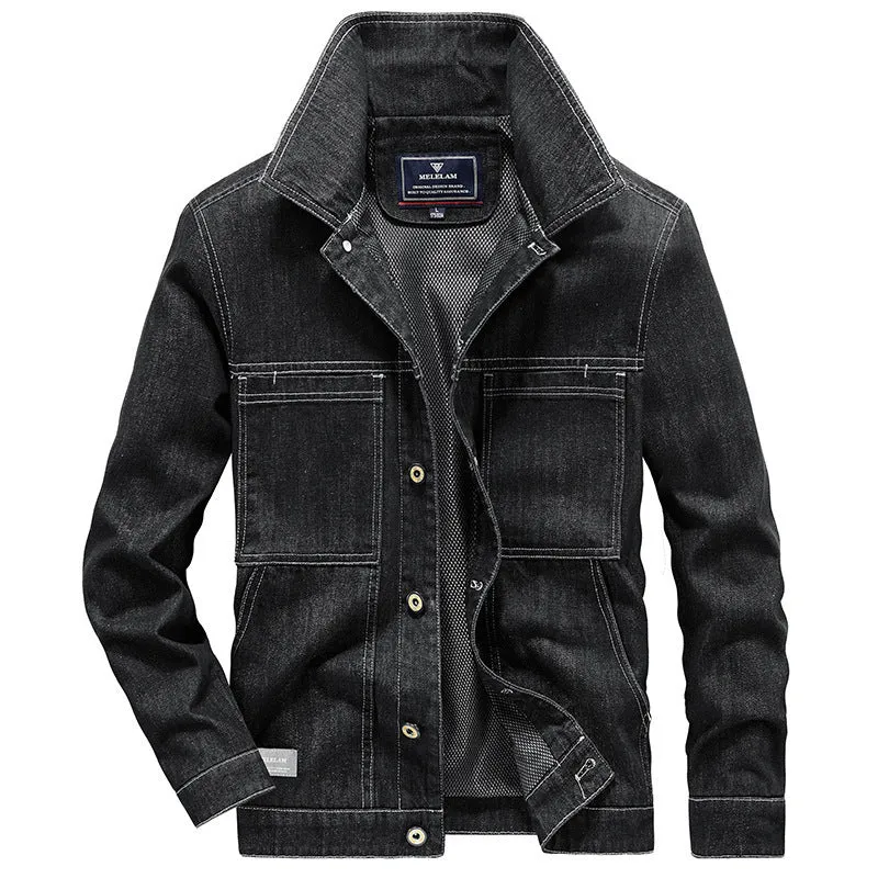 Herren Jeansjacke im Utility-Look mit aufgesetzten Taschen und Mesh-Futter Drune