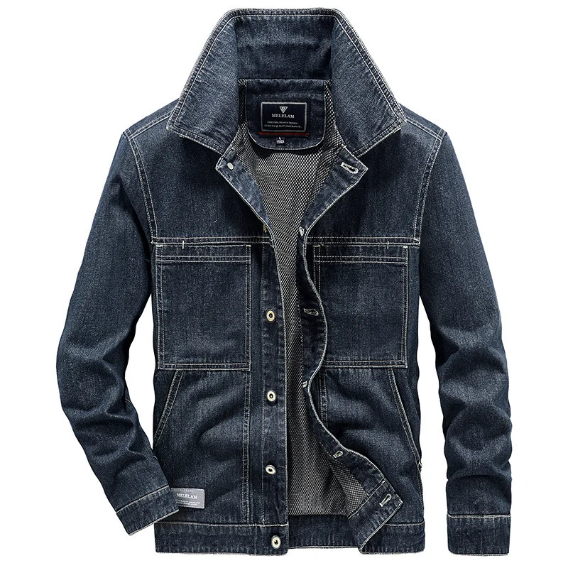 Herren Jeansjacke im Utility-Look mit aufgesetzten Taschen und Mesh-Futter Drune