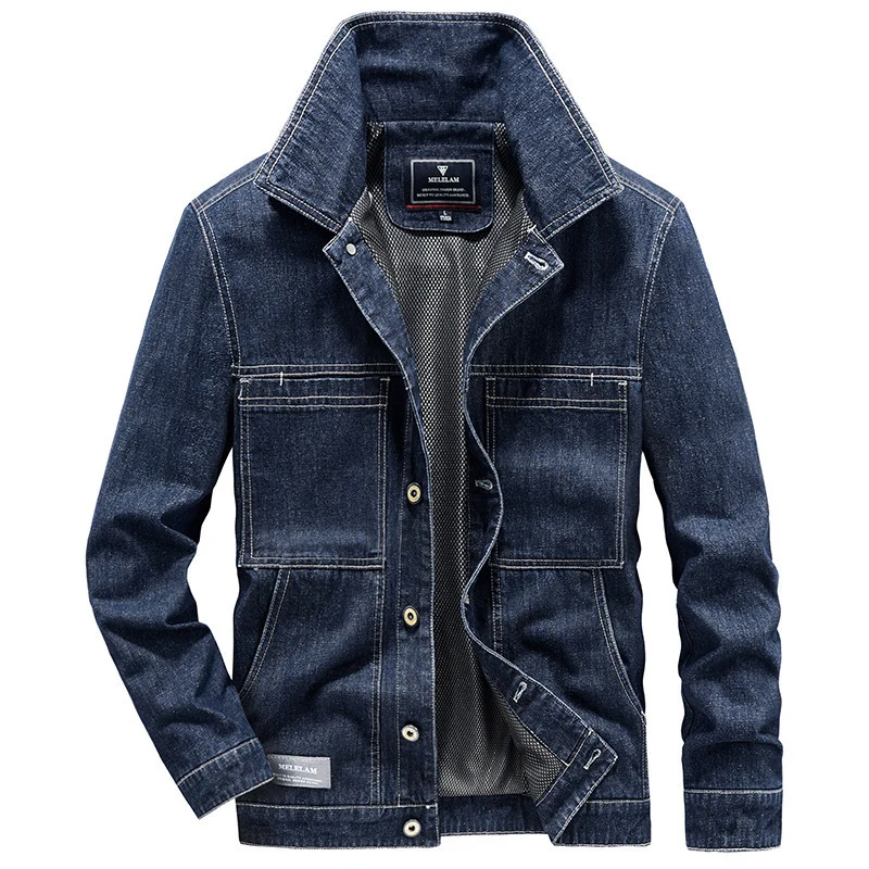 Herren Jeansjacke im Utility-Look mit aufgesetzten Taschen und Mesh-Futter Drune
