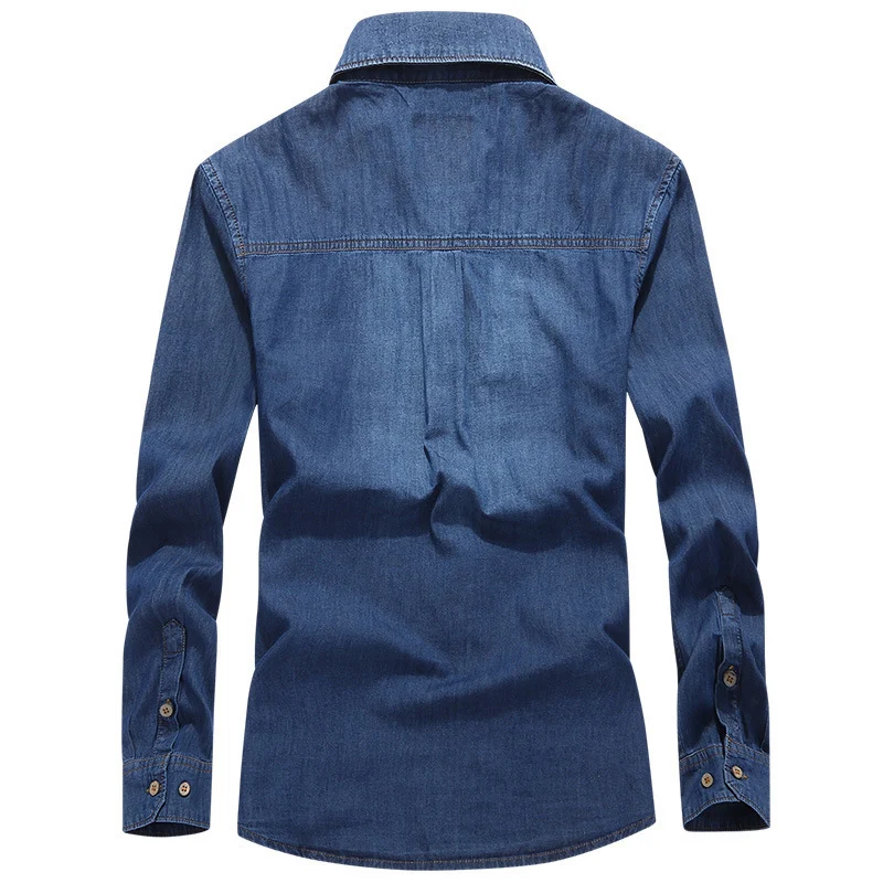 Herren Jeanshemd im Worker-Trucker-Stil mit Brustpattentaschen Drune