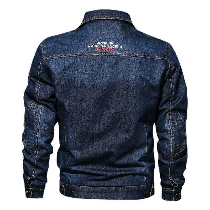 Herren Jeans-Truckerjacke mit markanter Kontraststeppung und Brustpattentaschen Drune