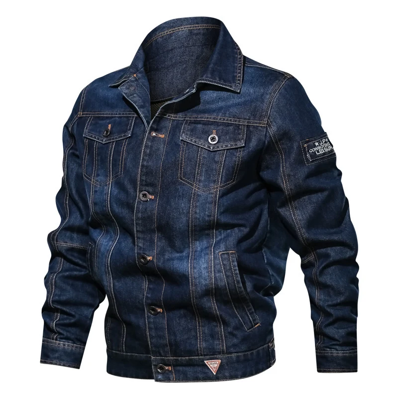 Herren Jeans-Truckerjacke mit markanter Kontraststeppung und Brustpattentaschen Drune