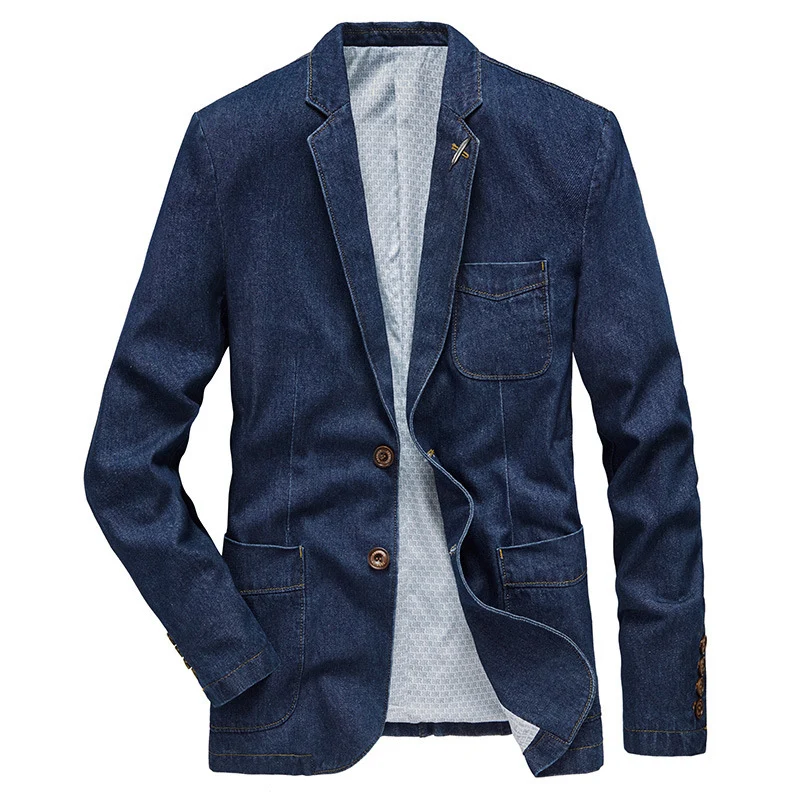 Herren Jeans-Sakko im Casual-Blazer-Stil mit aufgesetzten Taschen Drune