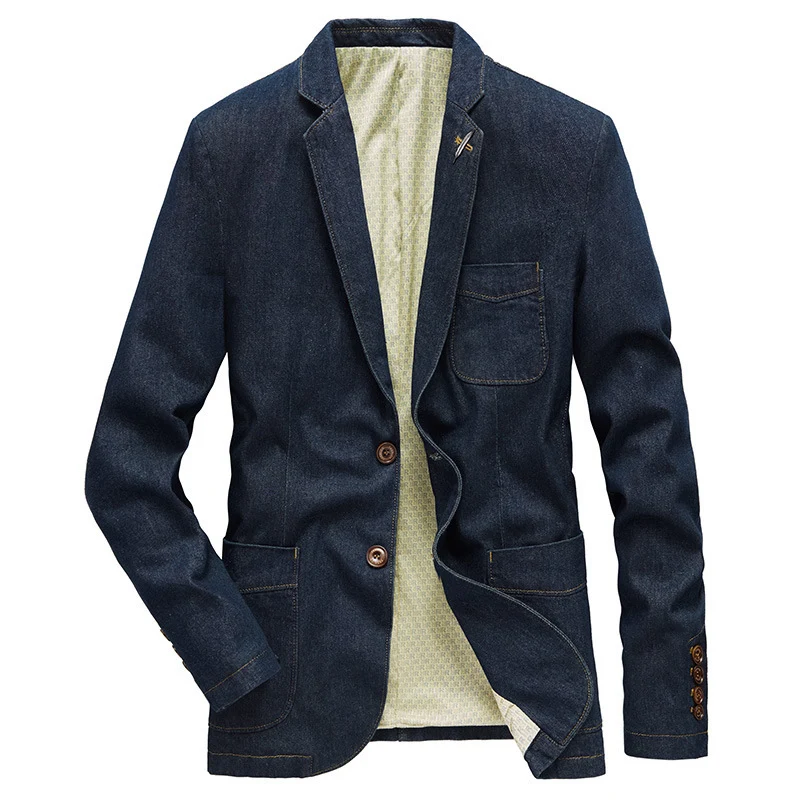 Herren Jeans-Sakko im Casual-Blazer-Stil mit aufgesetzten Taschen Drune