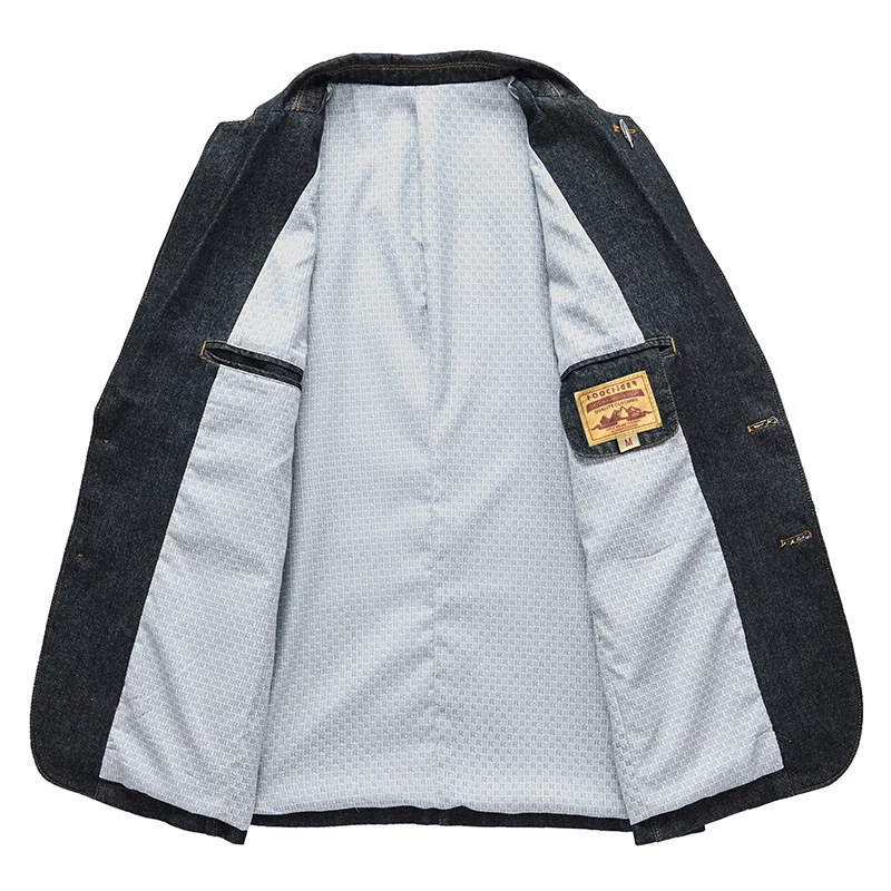 Herren Jeans-Sakko im Casual-Blazer-Stil mit aufgesetzten Taschen Drune