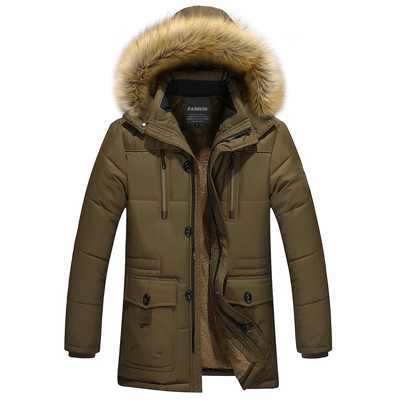 Herren Isolierter Langparka mit Teddyfleece-Innenlage, abnehmbarer Kunstfellkapuze und verdecktem Zweiwege-Reißverschluss Drune