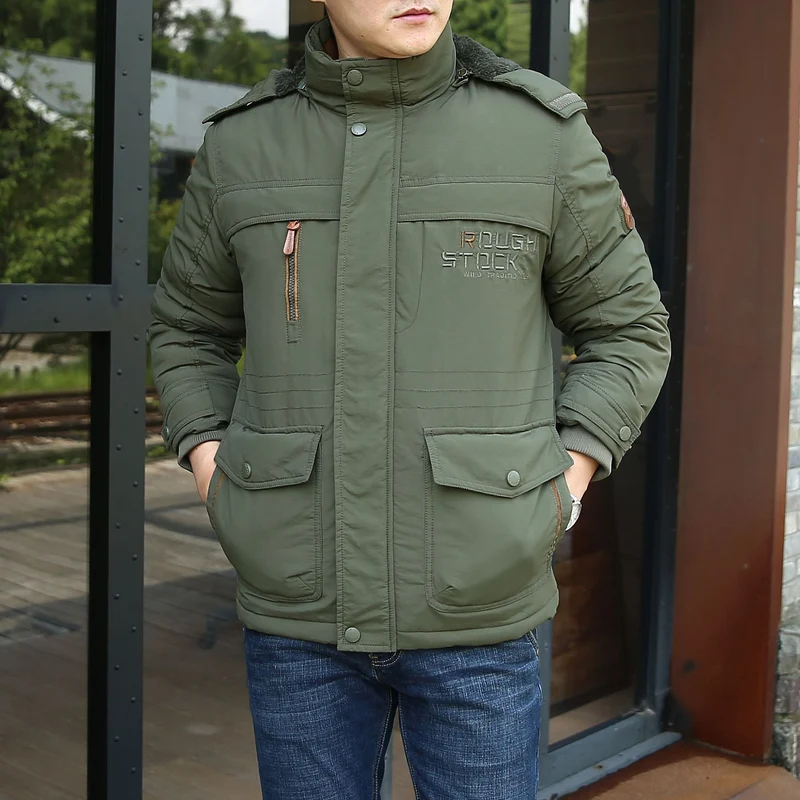 Herren isolierte Fieldparka mit Sherpa‑Kragen und Multifunktionstaschen Drune