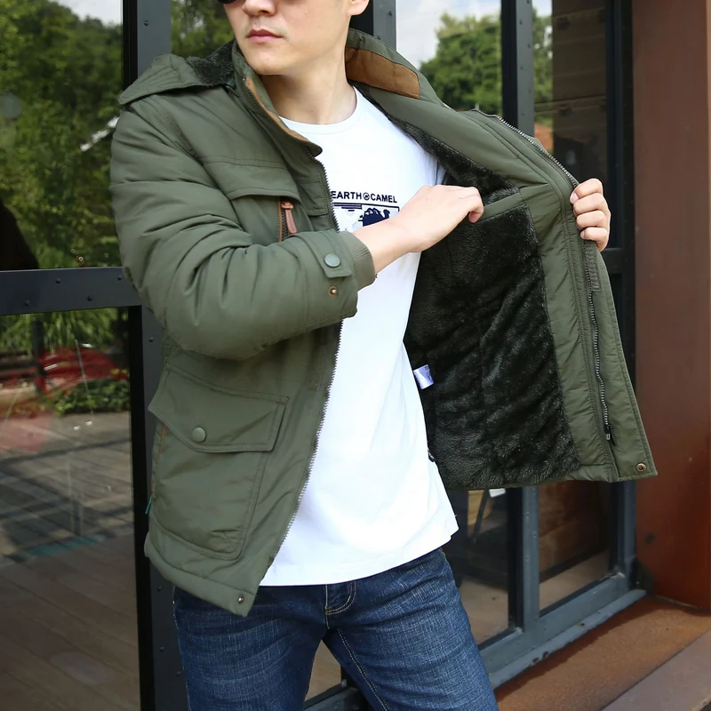 Herren isolierte Fieldparka mit Sherpa‑Kragen und Multifunktionstaschen Drune