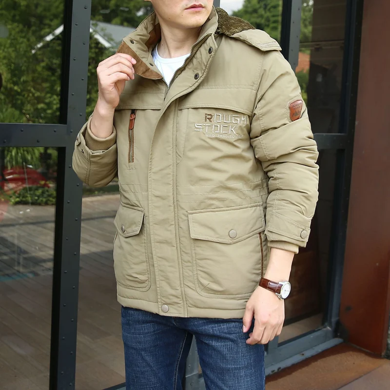 Herren isolierte Fieldparka mit Sherpa‑Kragen und Multifunktionstaschen Drune