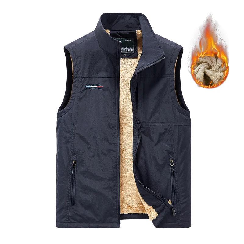 Herren isolierende Utility‑Weste mit Teddyfleece‑Innenfutter, Stehkragen und Reißverschlusstaschen Drune