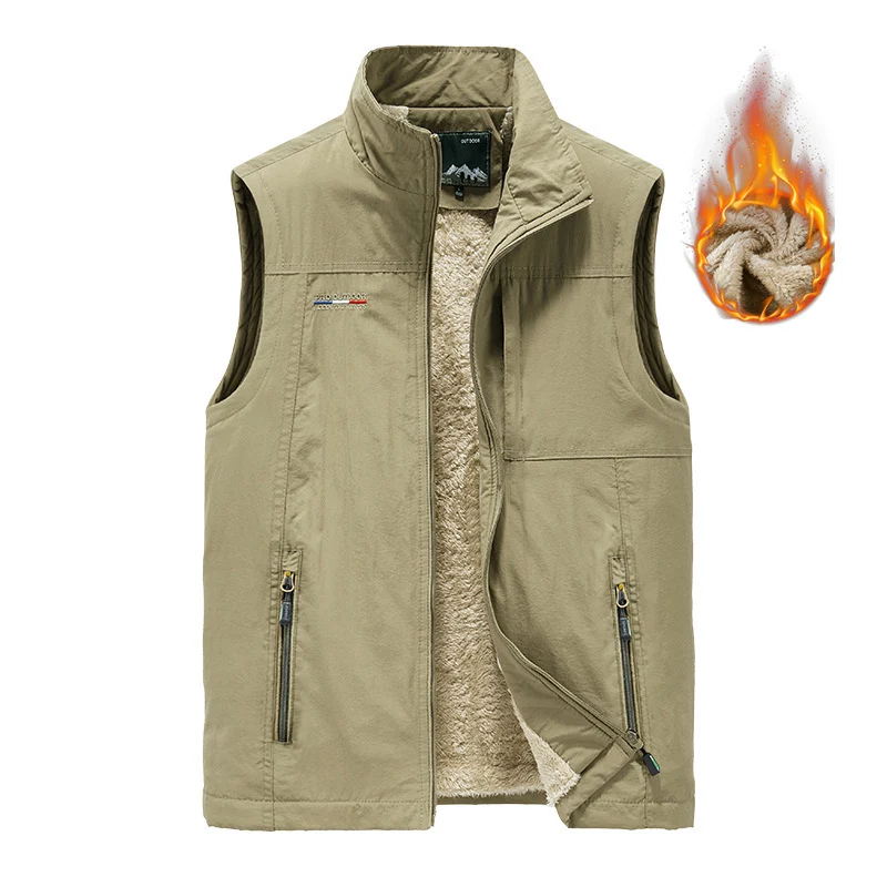 Herren isolierende Utility‑Weste mit Teddyfleece‑Innenfutter, Stehkragen und Reißverschlusstaschen Drune