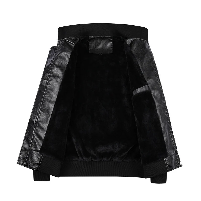 Herren Heritage-Lederblouson in Lederoptik mit Military-Patch‑Details und Rippkragen Drune
