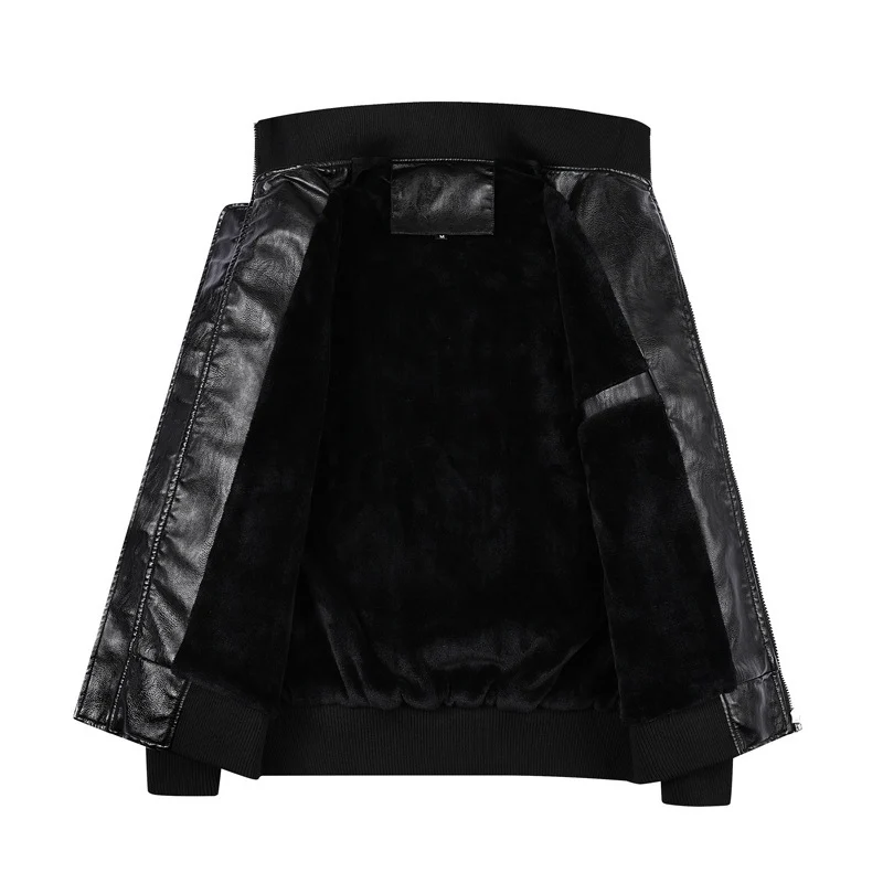 Herren Heritage-Lederblouson in Lederoptik mit Military-Patch‑Details und Rippkragen Drune