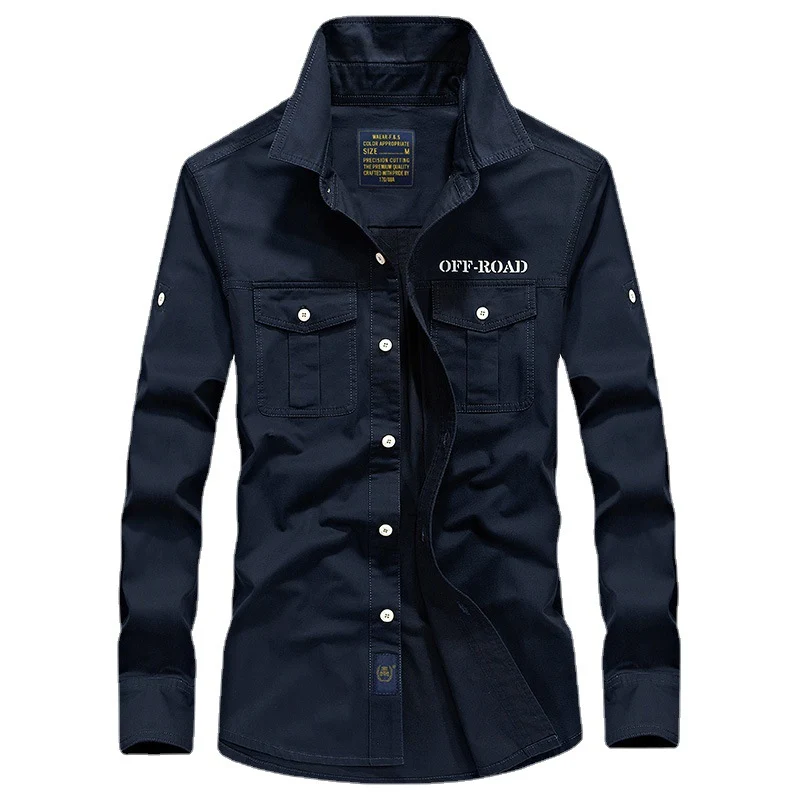 Herren Hemdjacke im Utility-Style mit Brustpattentaschen und Offroad-Stickerei Drune
