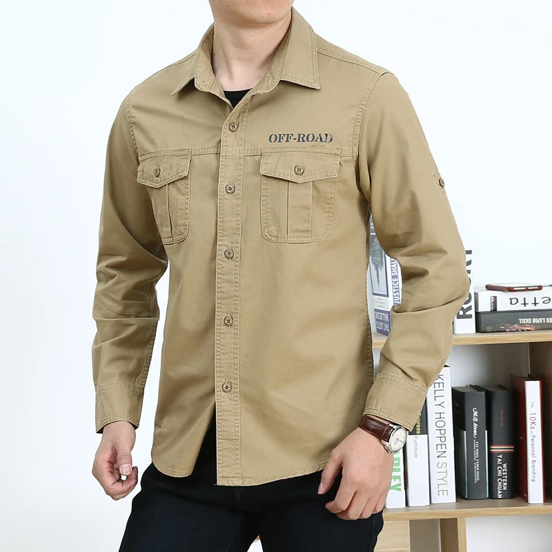 Herren Hemdjacke im Utility-Style mit Brustpattentaschen und Offroad-Stickerei Drune