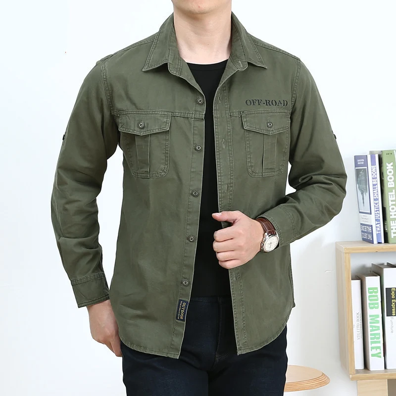 Herren Hemdjacke im Utility-Style mit Brustpattentaschen und Offroad-Stickerei Drune