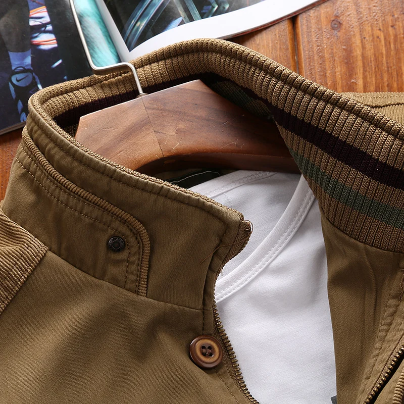 Herren Harrington-Style Übergangsjacke mit Stehkragen und gerippten Bündchen Drune