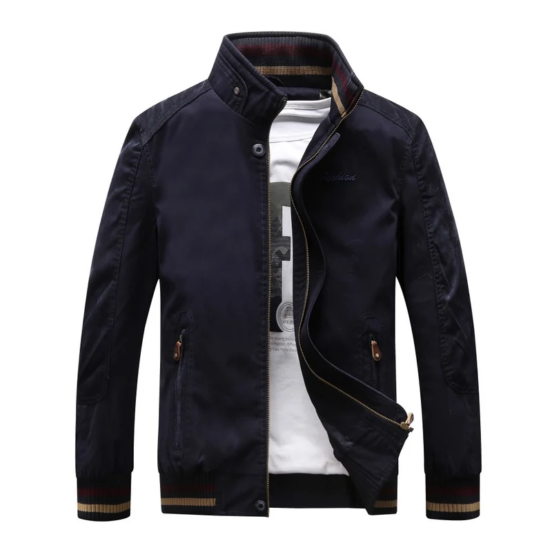 Herren Harrington-Style Übergangsjacke mit Stehkragen und gerippten Bündchen Drune