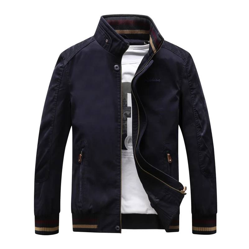 Herren Harrington-Style Übergangsjacke mit Stehkragen und gerippten Bündchen Drune