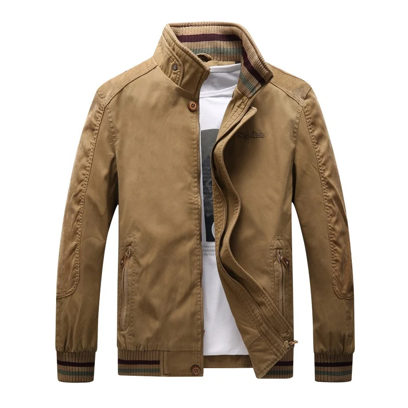 Herren Harrington-Style Übergangsjacke mit Stehkragen und gerippten Bündchen Drune