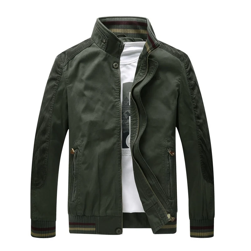 Herren Harrington-Style Übergangsjacke mit Stehkragen und gerippten Bündchen Drune