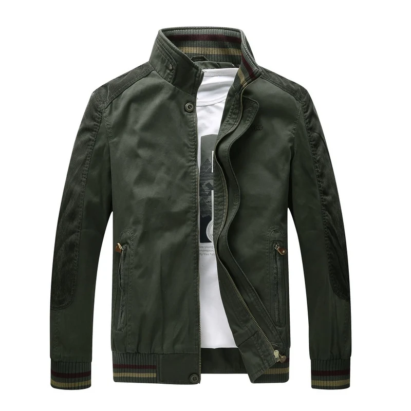 Herren Harrington-Style Übergangsjacke mit Stehkragen und gerippten Bündchen Drune