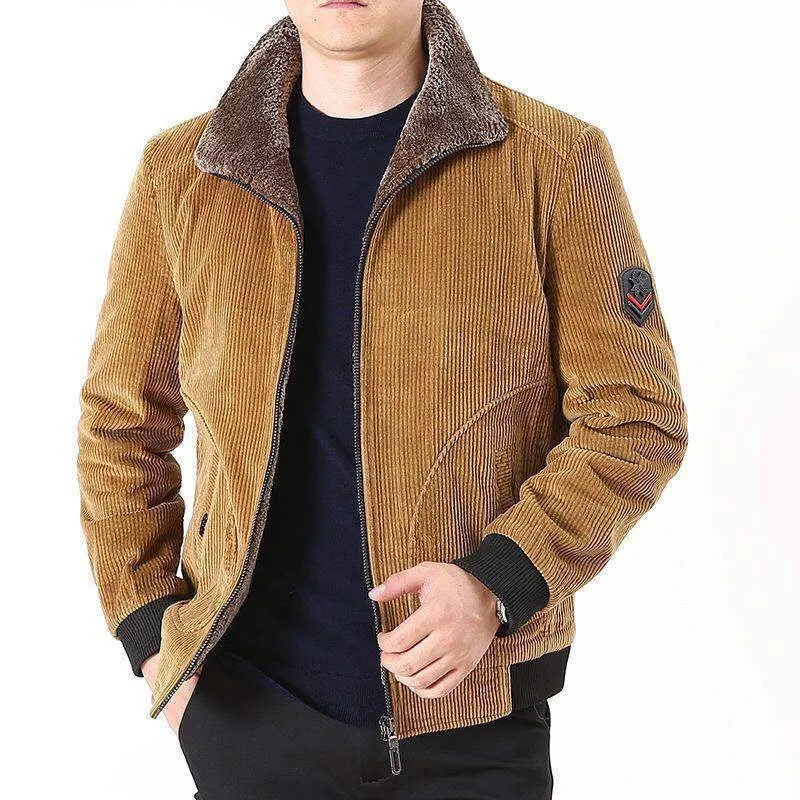 Herren Grobcord-Blouson mit Sherpa-Kragen, Reißverschluss und Utility-Taschen Drune