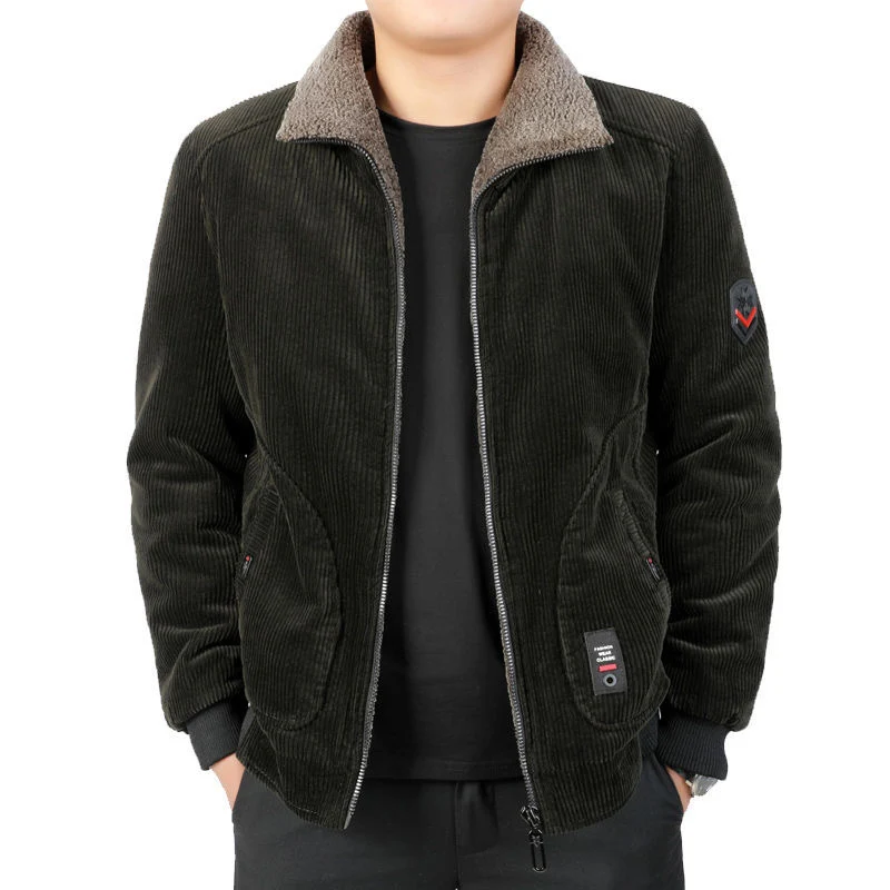 Herren Grobcord-Blouson mit Sherpa-Kragen, Reißverschluss und Utility-Taschen Drune