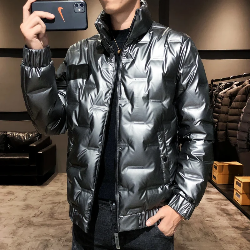 Herren Glänzende Thermo‑Steppjacke mit Quadratquilt und hochschließendem Stehkragen Drune