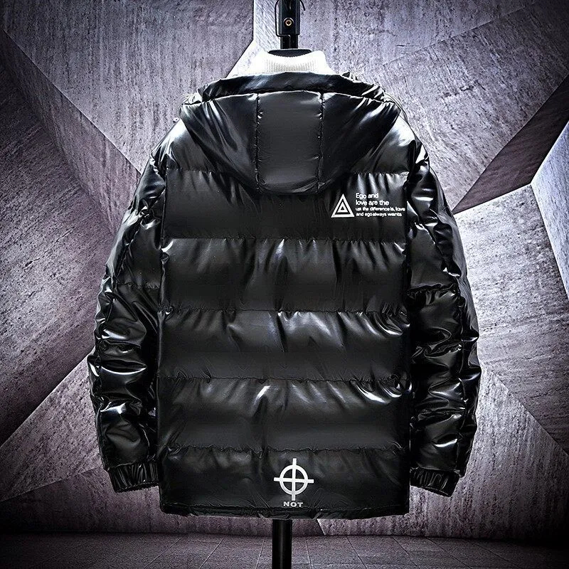 Herren glanzende steppjacke mit Kapuze und thermoisolierter Füllung Drune