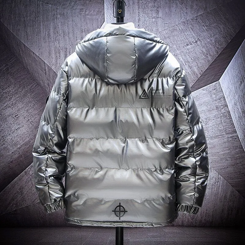 Herren glanzende steppjacke mit Kapuze und thermoisolierter Füllung Drune