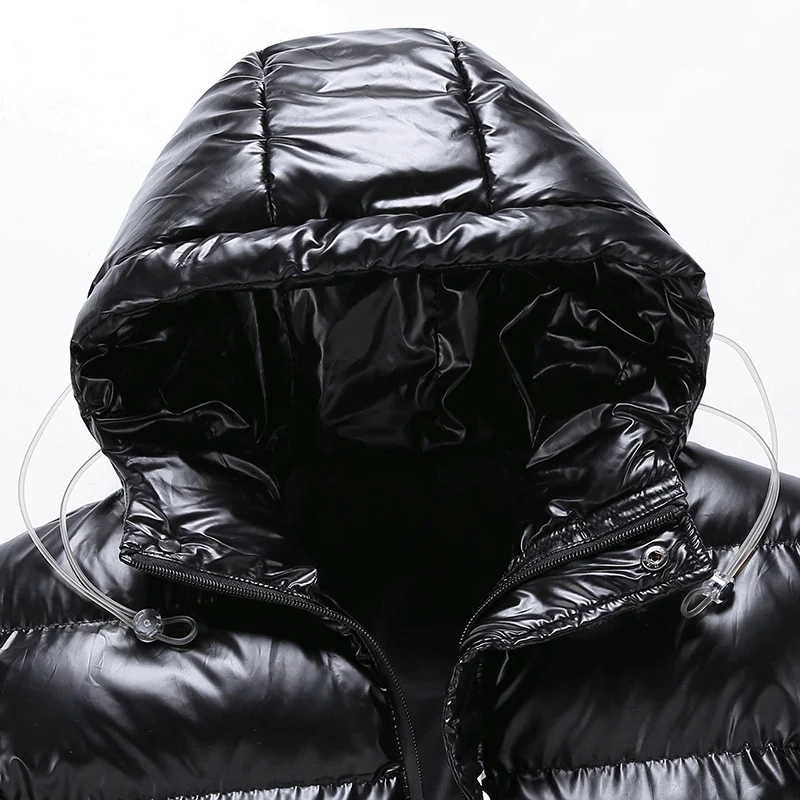 Herren glänzende gesteppte Thermo-Kapuzenjacke mit Metallic-Finish und wärmender Isolierung Drune