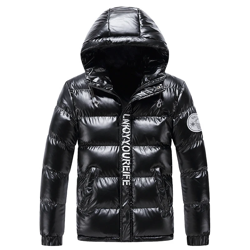 Herren glänzende gesteppte Thermo-Kapuzenjacke mit Metallic-Finish und wärmender Isolierung Drune