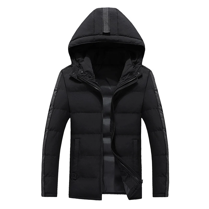 Herren gestepptes Thermo-Kapuzenjacke im Urban-Sportstyle mit Kontrastärmeln Drune