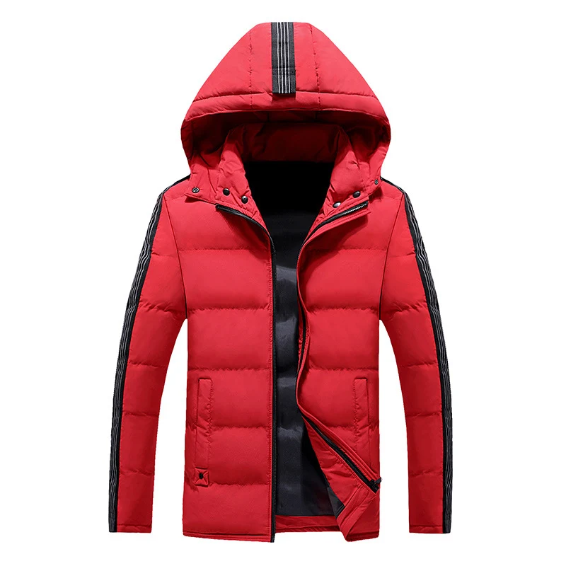 Herren gestepptes Thermo-Kapuzenjacke im Urban-Sportstyle mit Kontrastärmeln Drune