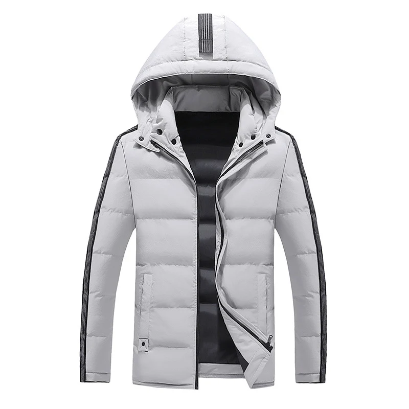 Herren gestepptes Thermo-Kapuzenjacke im Urban-Sportstyle mit Kontrastärmeln Drune