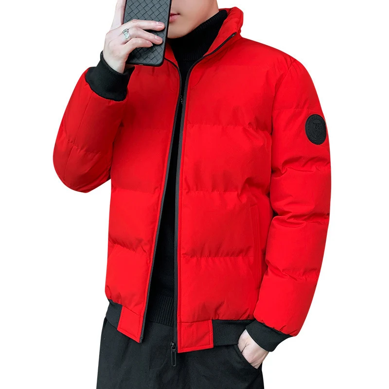 Herren gesteppte wattierte Stehkragen-Bomberjacke mit Thermo-Isolierung und elastischen Bündchen Drune