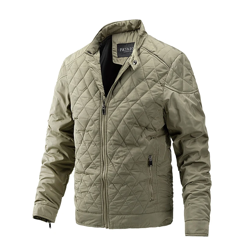 Herren gesteppte Übergangsjacke mit Diamantstepp, Stehkragen und Reißverschluss Drune