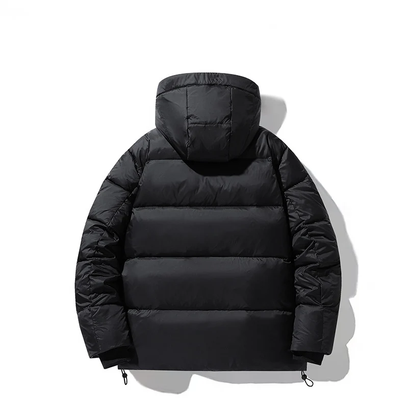 Herren gesteppte Thermo-Daunenjacke mit Kapuze, winddichter Shell und verstellbarem Saum Drune