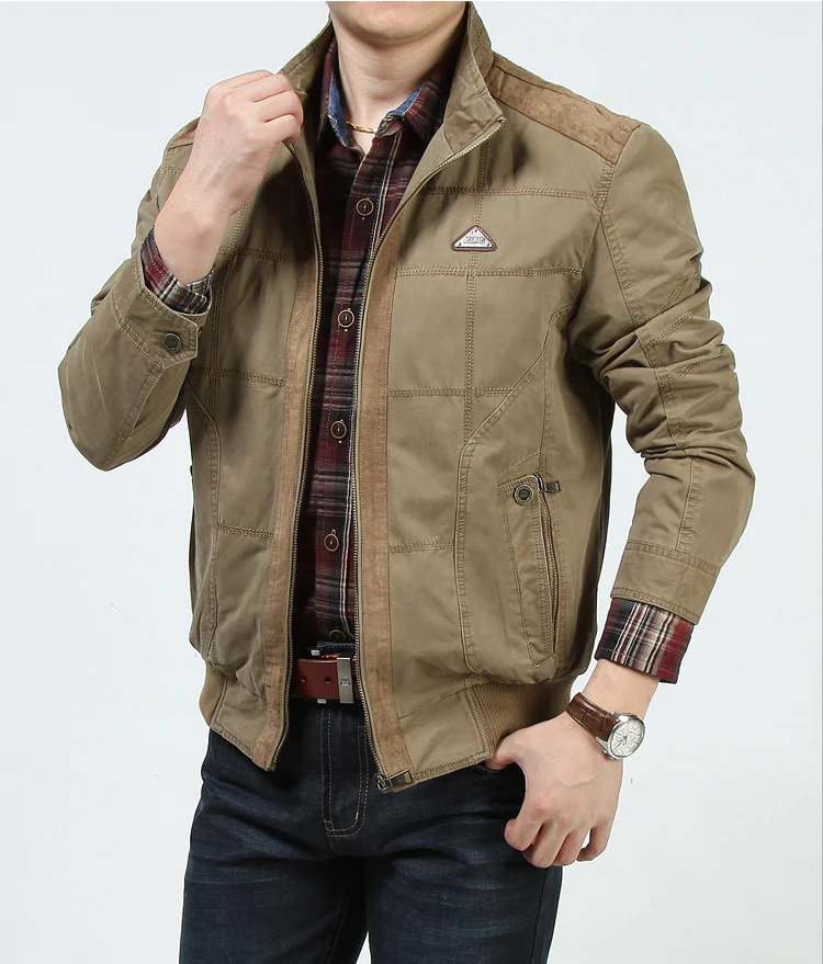 Herren gesteppte Bomber-Feldjacke mit Stehkragen und Rippbündchen Drune