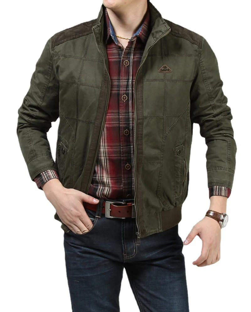Herren gesteppte Bomber-Feldjacke mit Stehkragen und Rippbündchen Drune