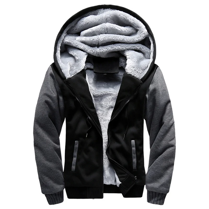 Herren Gepolsterte Kapuzenjacke mit Teddyfleece-Innenfutter, zweifarbigem Ärmeldesign und Reißverschluss Drune
