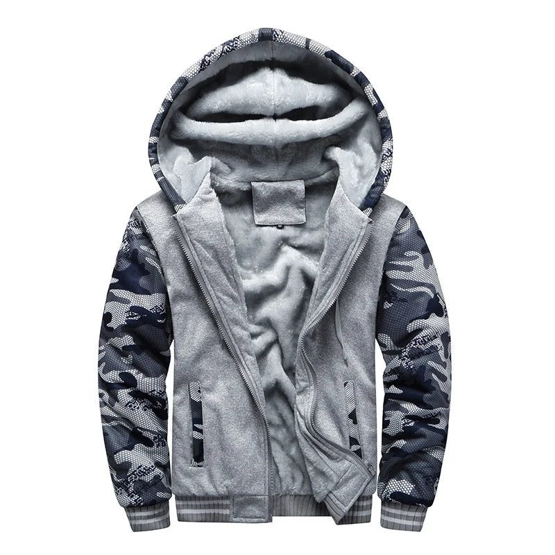 Herren Gepolsterte Kapuzenjacke mit Teddyfleece-Innenfutter, zweifarbigem Ärmeldesign und Reißverschluss Drune