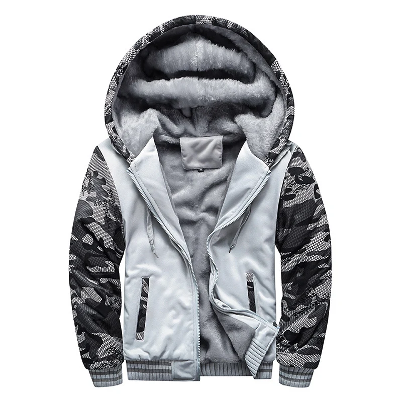 Herren Gepolsterte Kapuzenjacke mit Teddyfleece-Innenfutter, zweifarbigem Ärmeldesign und Reißverschluss Drune