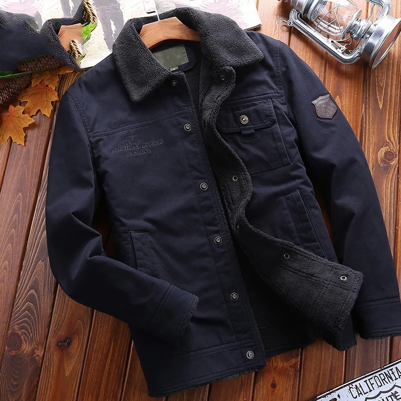 Herren Gepolsterte Canvas-Truckerjacke mit Sherpa-Futter und Hemdkragen Drune
